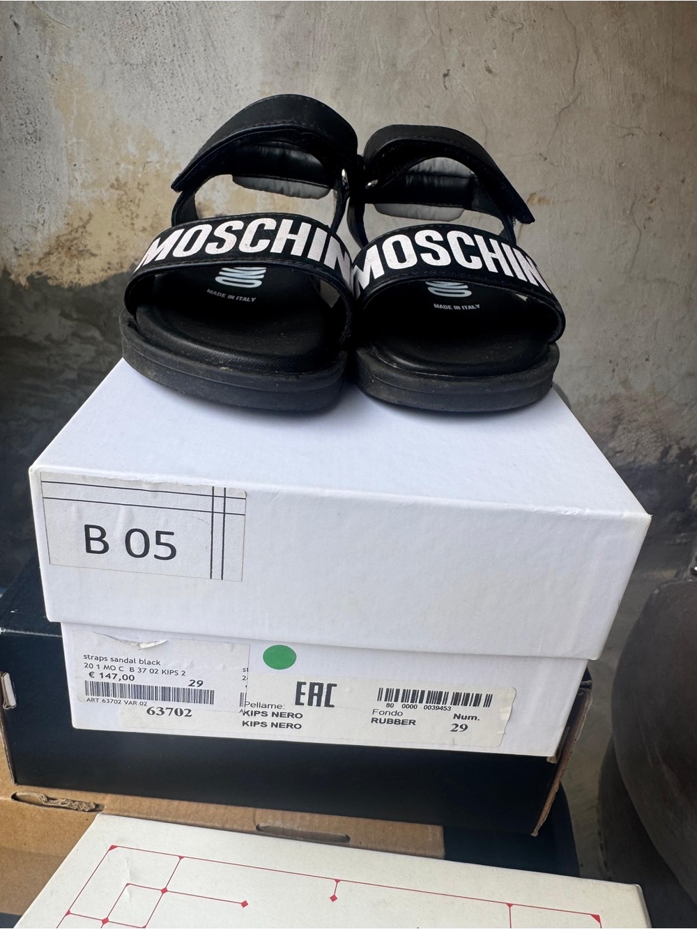 Moschino Black Logo Strap Kids Sandals